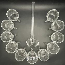 Crate & Barrel by Krosno 13 Piece Vertical Optic Crystal Punch Bowl Set Poland