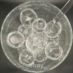 Crate & Barrel by Krosno 13 Piece Vertical Optic Crystal Punch Bowl Set Poland