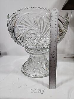 Crystal Clear Cut Glass Punch Bowl And Stand