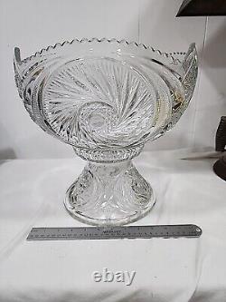 Crystal Clear Cut Glass Punch Bowl And Stand