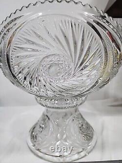 Crystal Clear Cut Glass Punch Bowl And Stand