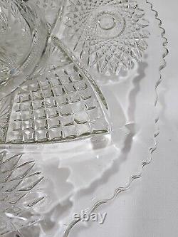 Crystal Clear Cut Glass Punch Bowl And Stand