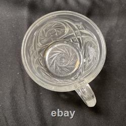 Crystal Glass Pinwheel & Stars Punch Bowl by L. E. Smith with 12 Cups And Spoon