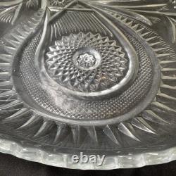 Crystal Glass Pinwheel & Stars Punch Bowl by L. E. Smith with 12 Cups And Spoon