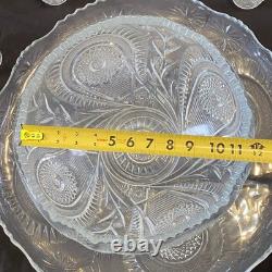 Crystal Glass Pinwheel & Stars Punch Bowl by L. E. Smith with 12 Cups And Spoon