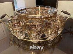Culver Chantilly Punch Bowl Set in Caddy 14 pc