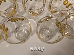 Culver Mid-century Modern Punch Bowl 22k Gold Butterflies With 11 Glasses RARE