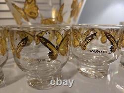 Culver Mid-century Modern Punch Bowl 22k Gold Butterflies With 11 Glasses RARE