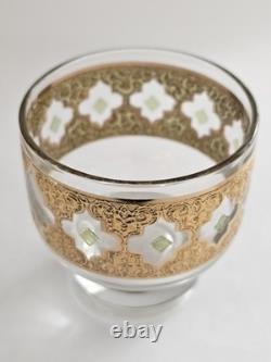 Culver Old-Fashioned Glasses Set 22-K Gold Valencia Design Punch Bowl/11 Glasses