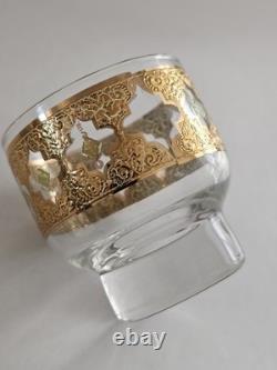 Culver Old-Fashioned Glasses Set 22-K Gold Valencia Design Punch Bowl/11 Glasses