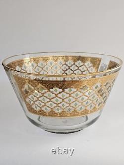 Culver Old-Fashioned Glasses Set 22-K Gold Valencia Design Punch Bowl/11 Glasses