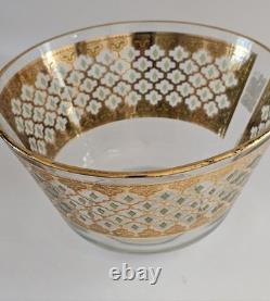 Culver Old-Fashioned Glasses Set 22-K Gold Valencia Design Punch Bowl/11 Glasses