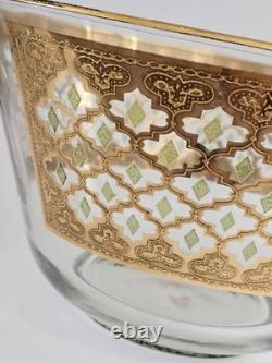 Culver Old-Fashioned Glasses Set 22-K Gold Valencia Design Punch Bowl/11 Glasses