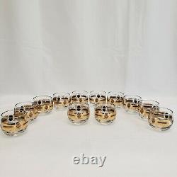 Culver Roly Poly Punch Bowl Set with 12 Glasses, Stand, Ladle Black /Gold Flower