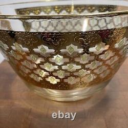 Culver VALENCIA Large 10.5 Center piece Fruit Punch Bowl 22K GOLD GREEN DIAMOND