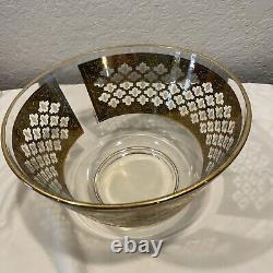 Culver VALENCIA Large 10.5 Center piece Fruit Punch Bowl 22K GOLD GREEN DIAMOND