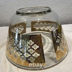 Culver VALENCIA Large 10.5 Center piece Fruit Punch Bowl 22K GOLD GREEN DIAMOND