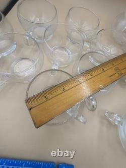 Cut Glass Punch Bowl Set of 22 From Italy Murano RARE 2 Sizes Cups 1970's MCM