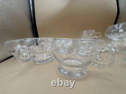 Cut Glass Punch Bowl Set of 22 From Italy Murano RARE 2 Sizes Cups 1970's MCM