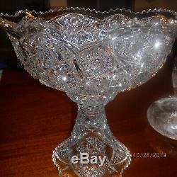 Cut Glass Punch Bowl, Stand And Glass Ladel