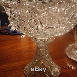 Cut Glass Punch Bowl, Stand And Glass Ladel