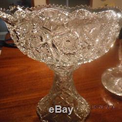 Cut Glass Punch Bowl, Stand And Glass Ladel