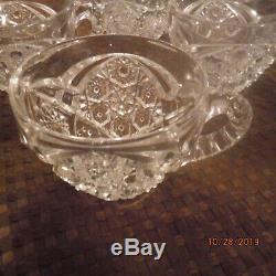 Cut Glass Punch Bowl, Stand And Glass Ladel