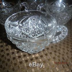 Cut Glass Punch Bowl, Stand And Glass Ladel