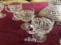 Cut Glass Punch Bowl With 10 Glasses Very Old And Nice