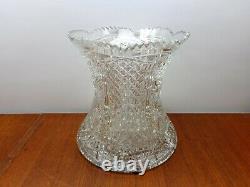 Cut Glass Signed Vase Multi Patterned Excellent Condition