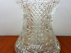 Cut Glass Signed Vase Multi Patterned Excellent Condition