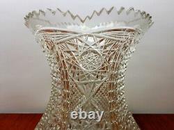 Cut Glass Signed Vase Multi Patterned Excellent Condition