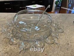 Cut glass Punch Bowl Set of 14 Made in Italy