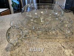 Cut glass Punch Bowl Set of 14 Made in Italy