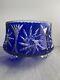 Cut-to-Clear Cobalt Blue Crystal Punch Bowl Centerpiece STUNNING, Excellent