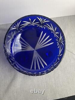 Cut-to-Clear Cobalt Blue Crystal Punch Bowl Centerpiece STUNNING, Excellent