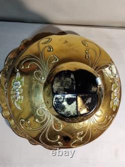 Czech Bohemian Gold And Cranberry Glass Punch Bowl And Platter