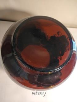 Czech Bohemian Gold And Cranberry Glass Punch Bowl And Platter