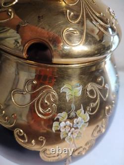 Czech Bohemian Gold And Cranberry Glass Punch Bowl And Platter