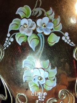 Czech Bohemian Gold And Cranberry Glass Punch Bowl And Platter