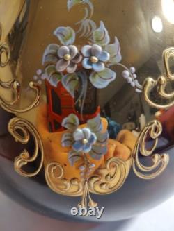 Czech Bohemian Gold And Cranberry Glass Punch Bowl And Platter