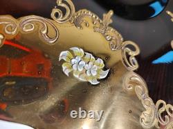 Czech Bohemian Gold And Cranberry Glass Punch Bowl And Platter