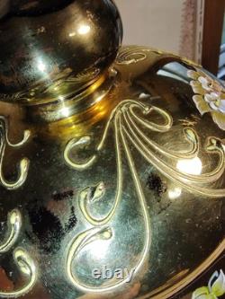 Czech Bohemian Gold And Cranberry Glass Punch Bowl And Platter