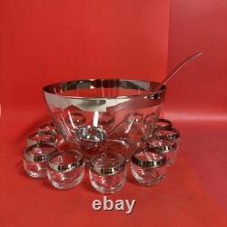 DOROTHY THORPE MID CENTURY MODERN PUNCH BOWL With 12 ROLY POLY GLASSES 1960s MCM DOROTHY THORPE MID CENTURY MODERN PUNCH BOWL With 12 ROLY POLY GLASSES 1960s MCM