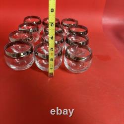 DOROTHY THORPE MID CENTURY MODERN PUNCH BOWL With 12 ROLY POLY GLASSES 1960s MCM