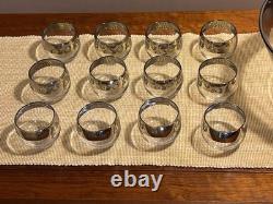 DOROTHY THORPE (Style) Punch Bowl Set with12 Roly Poly Glasses & Ladle MINT