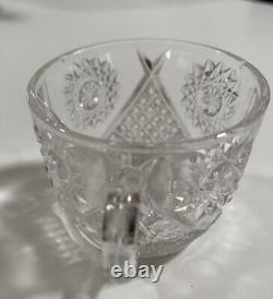 DUNCAN & MILLER -40 Clear- EAPG Glass Punch Bowl, Ladle & 14 Punch Cups. VGC