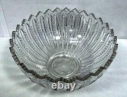 DUNCAN MILLER crystal MARDI GRAS clear pattern PUNCH BOWL with 8 Punch Cups