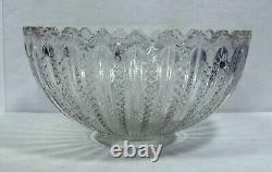 DUNCAN MILLER crystal MARDI GRAS clear pattern PUNCH BOWL with 8 Punch Cups