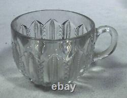 DUNCAN MILLER crystal MARDI GRAS clear pattern PUNCH BOWL with 8 Punch Cups
